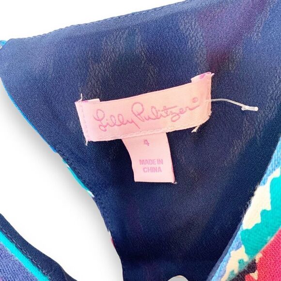 Lilly Pulitzer Kirkland Hearts A Flutter Chevron Keyhole Back Colorful Dress - 4 - Picture 4 of 14